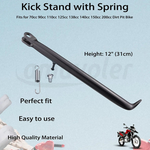 Heavy Duty Kick Stand With Spring Replacement For 70cc To 200cc Dirt Pit Bikes Twelve Inch Tall Built Tough