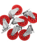 Hella Smooth Nylon Caster Wheels For Mechanic Creepers Providing Straight Up Quiet Rollout And Rock Solid Swivel Control For Effortless Shop Floor Cruising, red nylon wheels.