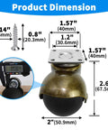 Hella Sturdy 2 Inch Ball Casters Paired With Soft TPR Wheels And Heavy Gauge Brass Plates For No Sweat Furniture Sliding Ideal For Quick Room Makeovers Or Shop Fixes Set Of Four dimensions shown on a measuring tool.
