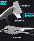 10 Inch Locking Pliers Sheet Metal Clamp Extra Wide Duck Billed Jaw Beefy Heavy Duty Vise Grip Clamp with size dimensions