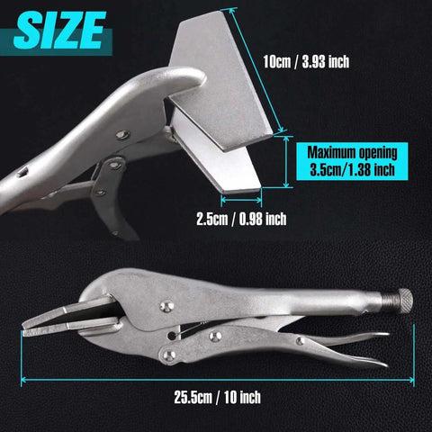 10 Inch Locking Pliers Sheet Metal Clamp Extra Wide Duck Billed Jaw Beefy Heavy Duty Vise Grip Clamp with size dimensions