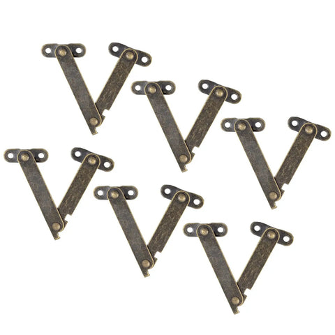 Top Shelf 6 Piece Folding Lid Stay Hinges Retro Bronze Finish For Wooden Jewelry Boxes Craft Cabinets Solid Hardware.