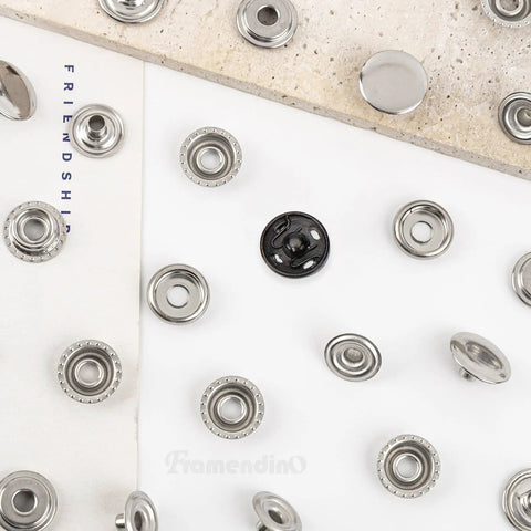200 Pack Stainless Steel Snap Fastener Kit 15mm Heavy Duty Button Press Stud Caps For Marine Boats Canvas Leather Bags And DIY Crafts