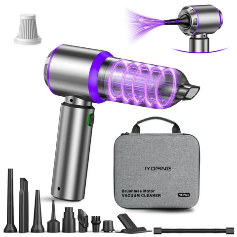 Boss Level 80,000 RPM Vacuum And Air Duster 4 In 1 Handheld Cordless Cleaner, attachments, carrying case, and suction tips