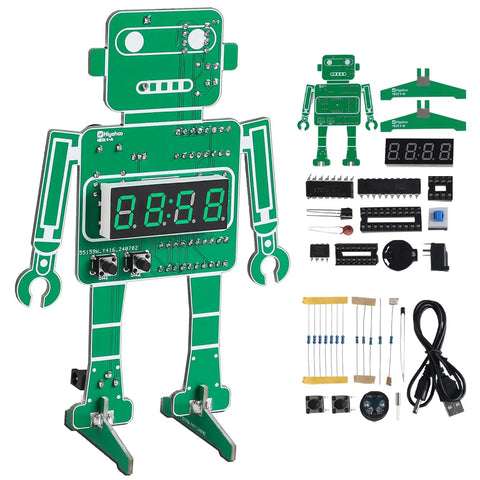 Alarm Clock Soldering Practice Kit For Students And Makers Build Your Own 4 Digit Robot Digital Clock With Temperature Display
