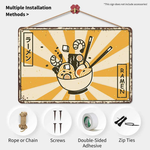 Vintage Japanese Ramen Tin Sign Metal Wall Art 8x12 Inches For Home Office Garage Decor Funny Retro Kitchen Poster Rustic Metal Sign