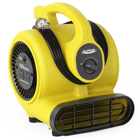 600 CFM Air Mover Blower For Industrial, Workshop, And Home Use, 3 Speeds, 5 Adjustable Angles, Daisy Chain, Heavy Duty Workhorse For Water Damage Restoration And Plumbing, GF600A Yellow