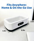Slick Pro Level Ultrasonic Jewelry Cleaner With 49Khz Deep Wash Power and Five Auto Modes in white, 8.9in x 4.8in x 2.6in size.
