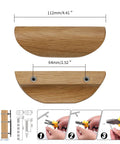 Oak Wood Oblique Angle 4.41 Inch Windbreaker Cabinet Door Handle In Antique Long Walnut Finish, installation guide shown.