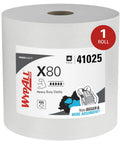 PowerClean X80 Heavy Duty Cloths And Wipes Jumbo Roll 455 Sheets, white roll with label, 1 roll per case for industrial use