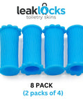 Set of 8 Toiletry Skins Elastic Sleeve Leak Proofing Gear For Travel Containers In Luggage Keeps Bottles From Leaking