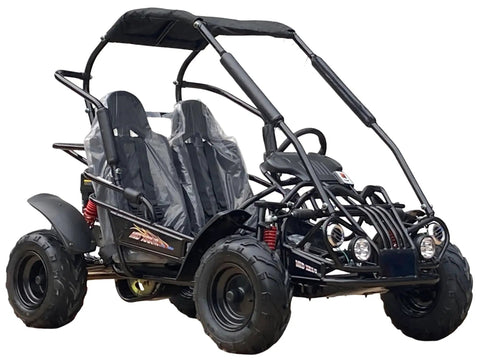 Mid XRX Deluxe Go Kart Buggy With Full Roll Cage And Safety Harness, Dual Seats, Cargo Rack, Disk Brake, 212cc Electric Start, Assembled