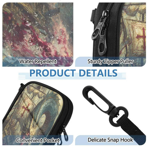 Family Passport Wallet With Five Passport Slots And Card Slots, water repellent fabric, zipper puller, and snap hook details