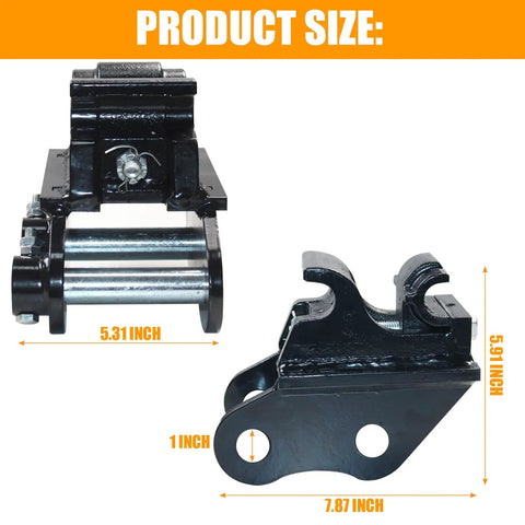 Dimensions of Mini Excavator Quick Change Hitch Coupler Mechanical Attachment Connector for 0.6 to 3 Ton Machines Typhon Compatible.
