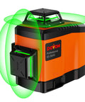 360 Self Leveling Laser Level With 3D Green Lines, Pro Grade Construction Tool For Precise Layout, 12 Line Laser, 66ft Range, Dual Rechargeable Batteries, Great For Drop Ceiling Tiling And Installation, K3 360G shown in action, emitting green lines for layout precision.
