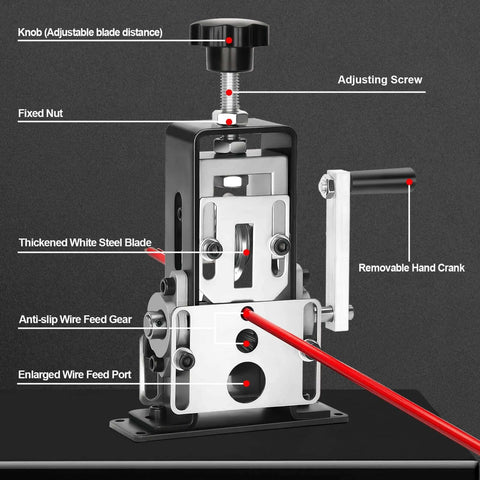 Manual Wire Stripping Machine For Scrap Copper And DIY Projects, Drill Powered And Hand Crank Dual Drive, durable steel view