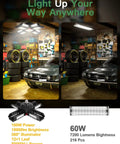 Comparison of garage lighting with energy-efficient LED lights showing different brightness levels and lifespan indicators.
