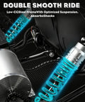Close-up of Electric Go Kart For Adults And Kids 2000W Brushless Motor Premium Steel Tubular Frame showing suspension system