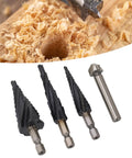 Heavy Duty Step Drill Bits With 4 Spiral Flutes Made From M35 Cobalt for Smoother Drilling In Metal Wood And Plastic With Quick Size Removal For Stainless Steel And Aluminum Jobs, 4-piece set