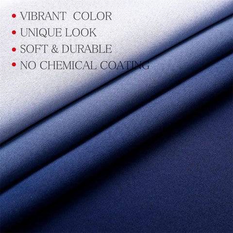 Close-up of Dope Ombre Navy Blue And White Blackout Curtains fabric showing ombre gradient, soft and durable texture.