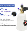 Beast Foam Cannon For Car Wash With Easy Fill Bottle And Snow Foam Lance One Quarter Inch Quick Connect water regulator