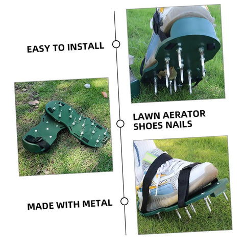 Lawn Aerator Shoes with 1.77 Inch Metal Spikes, Replacement Pegs in Green Design for Yard and Garden Soil Aeration
