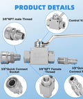 Amazon 2-pack heavy-duty pressure washer ball valve kit with 3/8 inch quick-disconnect fittings, stainless steel, 4500 PSI