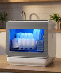 Compact Countertop Dishwasher Packing 152 Oz Water Tank And Six Wash Cycles That Fit 12 Inch Plates No Sweat Energy Star Certified 12 Hour Delay Setting Runs Like Butter Dorm Friendly Rv Ready Apartment Essential with plates inside.