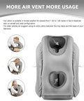 Inflatable Travel Pillow With Chin Support And Eye Mask Earplugs All In One Ergonomic Neck Pillow For Airplanes Or Office Naps in gray with heart-shaped vent