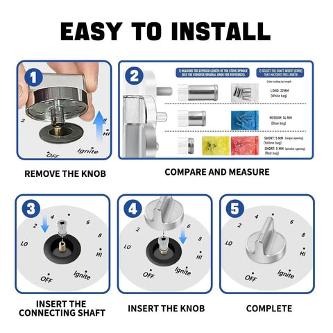 Easy install guide for Whirlpool Compatible Gas Cooktop Knob Replacements 5 Pack Durable ABS And Steel With Center Reinforcement