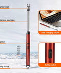 Go-To Outdoor Portable Propane Patio Heater And Cooker 18000 BTU With USB Lighter showing stainless steel ignition and USB charging