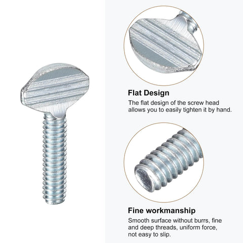 Thumb Screws One Quarter Inch Twenty Thread Fully Threaded Carbon Steel Galvanized One Inch Long view showing design and threads