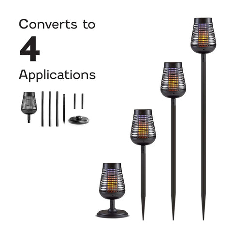 Solar Insect Killer Torch Bug Zapper And Accent Light for Patio Outdoor Pest Control with four installation options
