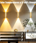 Dead Simple To Install Hella Bright Motion Sensor Wall Lights Rechargeable Wireless Sconces, shown with 3 color temperatures and dimming options.