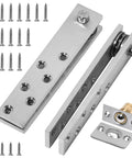 Invisible Pivot Hinge System With Door Ball Catch Hardware For Hidden Secret Doors, 360 Degree Rotating Design, Supports Up To 300 Lb Wood Doors, Rustproof Stainless Steel Construction, Silver Finish