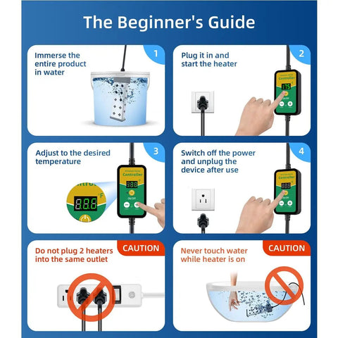 Instructional guide for Immersion Water Heater 1800W 120V With Digital Thermostat And Real Time Temperature Display