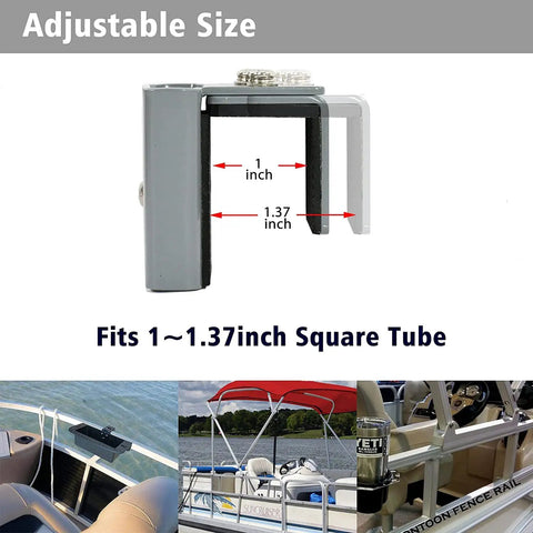 Beefy Heavy Duty Adjustable Stainless Steel Boat Fender Clips For Square Rails Pontoon Bumper Hangers With Silicone Padding Two Pack