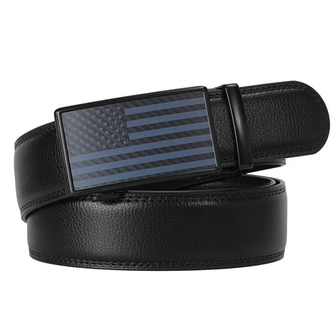 Dope Mens Leather Belt Ratchet Black Dress Belt With Automatic Slide Buckle For Men Easy Adjustable Everyday Wear For Jeans Business Attire