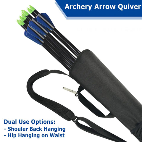 Dual-Use Archery Quiver Backpack with adjustable arrow holder, padded shoulder strap, hip back quiver with belt clip