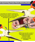Close-up of non-sparking snipe nose pliers from Non-Sparking 17-Piece Tool Set For Pro Grade Electrician Work With Beryllium Copper Construction.