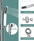 Dope Polished Chrome Exposed Shower System With 8 Inch Square Rainfall Shower Head And Hand Sprayer Wall Mounted Solid Brass