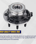 Front Wheel Bearing and Hub Assembly for Dodge Ram 1500 2500 3500 2006 2007 2008, 8 Lug, Front 4WD, ABS Ready, OEM Grade Replacement