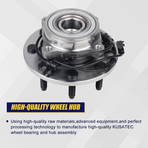 Front Wheel Bearing and Hub Assembly for Dodge Ram 1500 2500 3500 2006 2007 2008, 8 Lug, Front 4WD, ABS Ready, OEM Grade Replacement