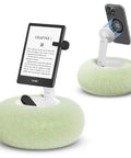 Magnetic Phone Pillow Stand For Bed And Desk With Snack Bowl And Two Magnetic Rings Hands Free Holder For 3.5 To 7 Inch iPhone E Reader Kindle Cozy Lap Mount Green