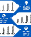 Must-Have All-In-One 1300 Pcs Wood Screws Kit With M2 M2.5 And M3 Self Tapping Phillips Pan Head Screws For Woodworking And Plastic