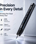 Cordless Ultrasonic Cutter Knife With LED Light, 40k Vibrations Per Second, showcasing buttons and precision cutting.