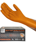 GP CRAFT orange nitrile gloves with diamond grip, size XL, 100-count box