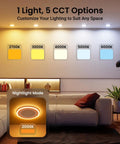 Sunco 24 Pack 6 Inch LED Recessed Lighting Retrofit with Night Light, showing 5 CCT options and 2000K night light function.