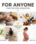 Image showing multi-generational care, featuring seniors, kids, accessibility, and moms-to-be, highlighting support for all ages.
