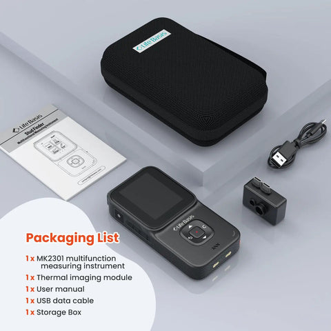 Stud Finder Wall Scanner With 4 High Precision Sensors And Smart Chip, 10 In 1 Measuring Tool For Home DIY, Locates Metal Studs, Joists And Live Wires Behind Walls, Accurate Center And Edge Detection, Easy Calibration For Safe Drilling. storage box, USB cable, module, and manual